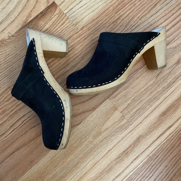 MAGUBA of Sweden Stockholm Berkeley Clogs Mules Womens 9 Suede Wooden Black - Picture 2 of 14